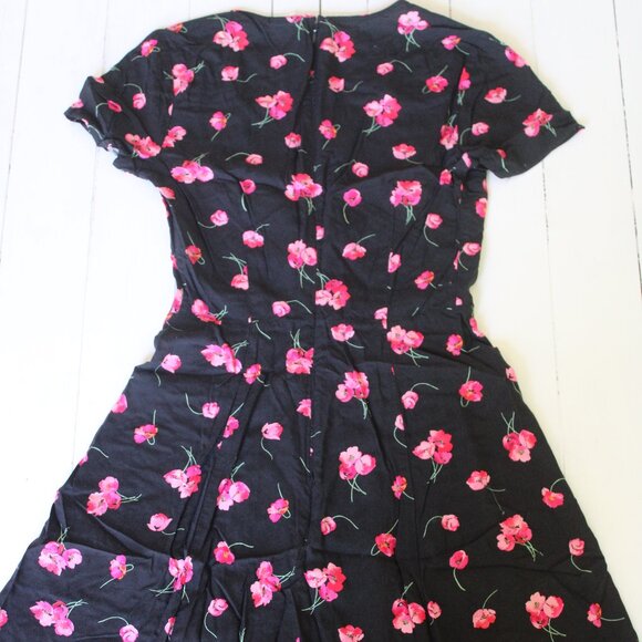 GAP Pink & Black Floral V-Neck Mini Dress - Picture 6 of 7